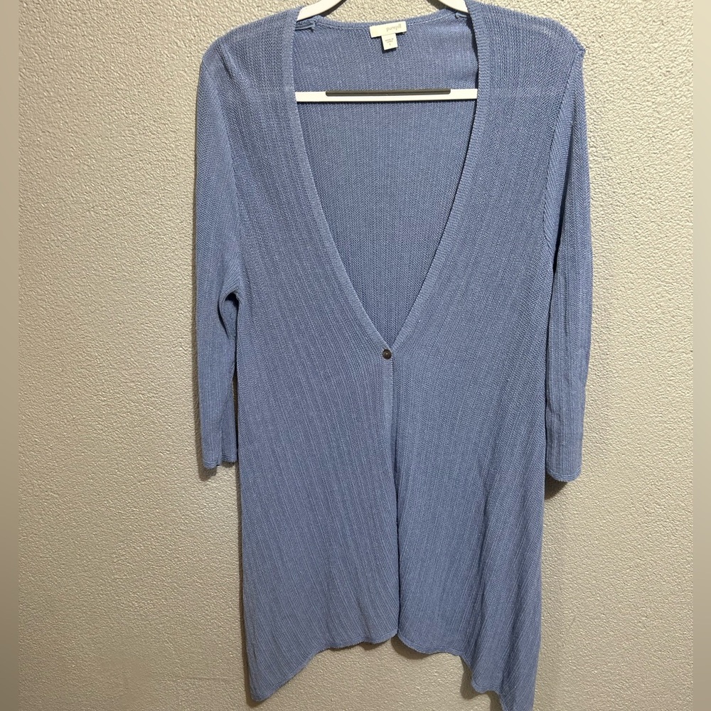J. Jill Light Blue Ribbed Long Cardigan